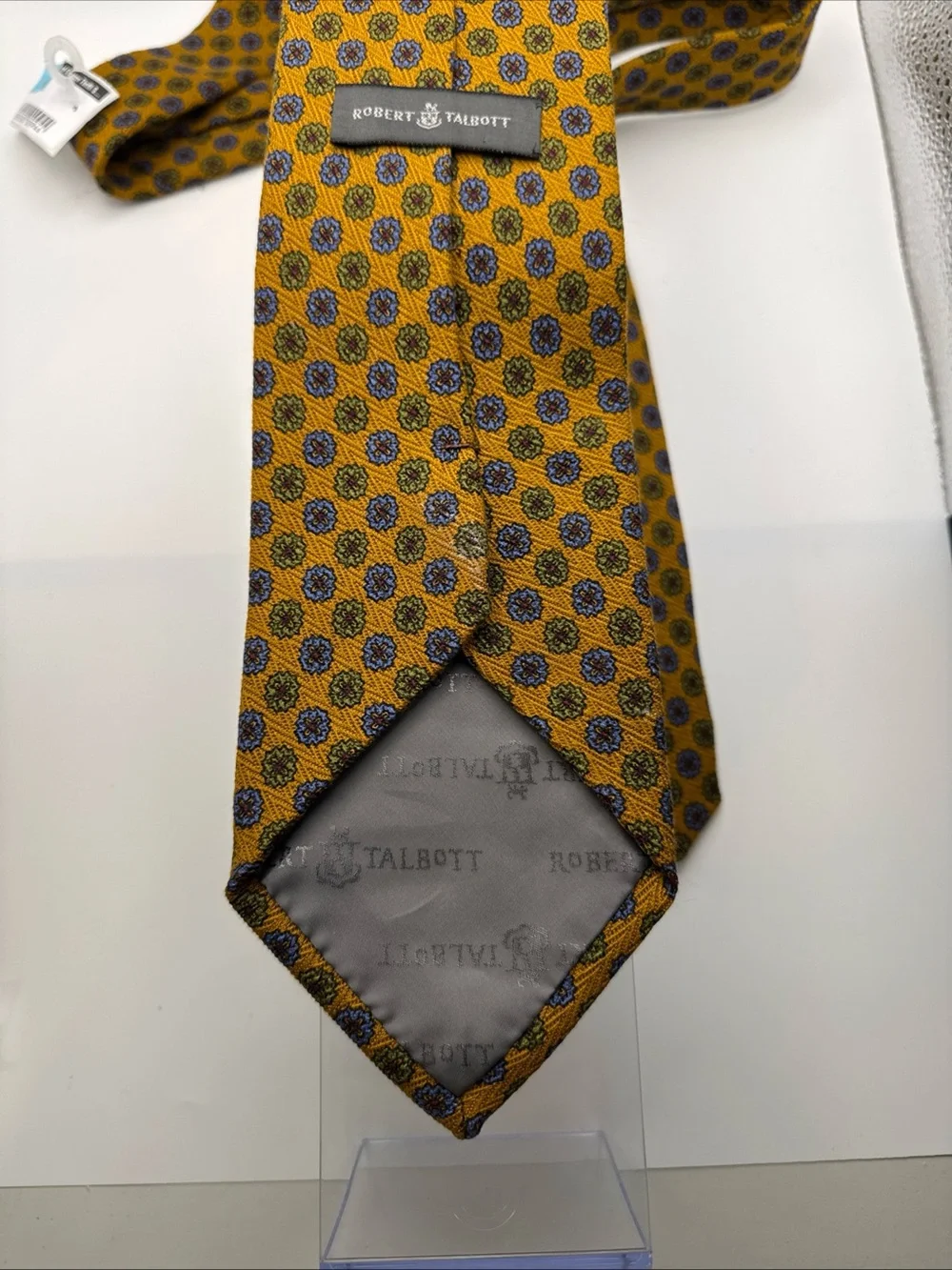 Robert Talbott Golden Yellow Medallion Silk Tie with Blue and Olive Accents